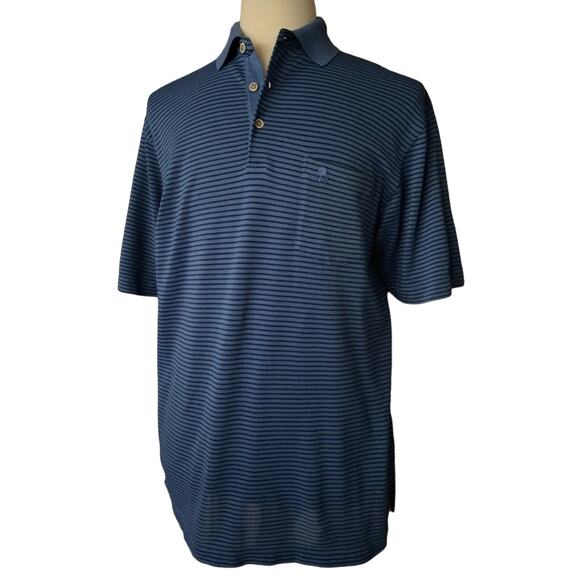 TOMMY BAHAMA 18 Golf Blue Striped Polo sz M - Picture 2 of 7